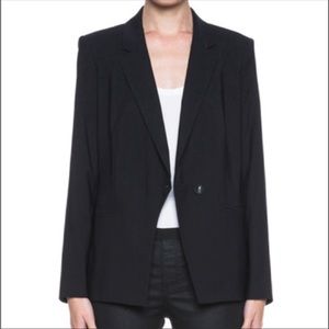 HELMUT LANG Stretchy Wool Front Overlap Blazer